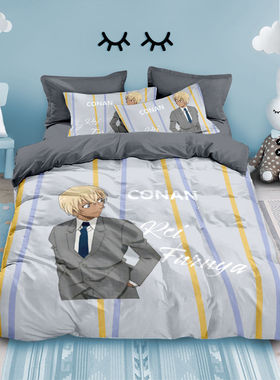 安室透纯棉被套卡通可爱四件套降谷零柯南学生宿舍家居床单床笠