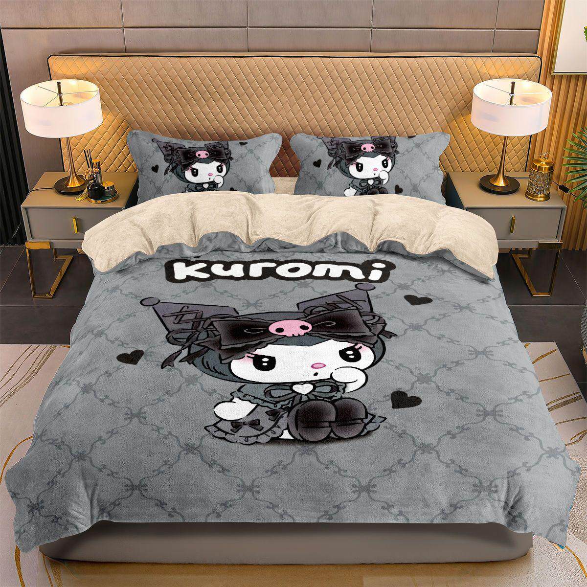 2024库洛米牛奶绒床上四件套秋冬保暖加绒三丽鸥被套床单防静电双