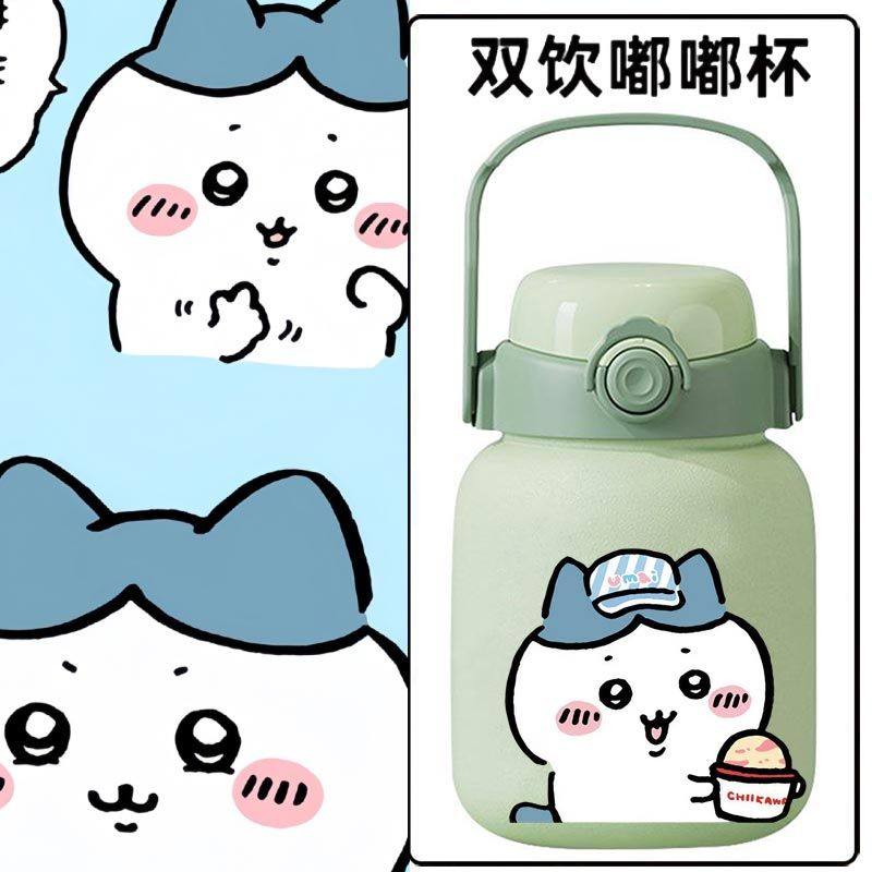 2024新款chiikawa吉伊卡哇小八乌萨奇冰淇淋卡通学生保温杯双饮吸