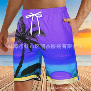 男式沙滩裤夏日清凉速干宽松大裤头冲浪漂流运动短裤男休闲五分裤