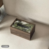 绿竹叶款 新款 木质纸巾盒新中式 纸巾盒客厅高档茶几收纳饭店纸巾盒