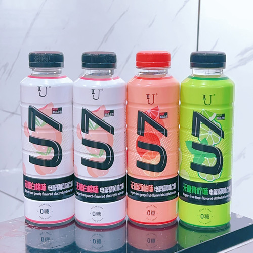 U7电解质风味饮料无糖白桃味西柚味500ml*5瓶聚餐解腻休闲饮料
