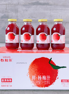 谷利乐鲜杨梅汁复合果汁饮料玻璃瓶装300g*5瓶聚会休闲饮品