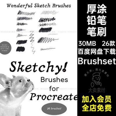 26款混合边缘笔刷Procreate插画笔涂涂抹平板笔刷合集