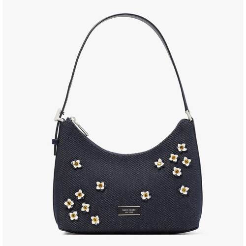 kate spade New York Sam图标Floral牛仔小号单肩包NWT靛蓝