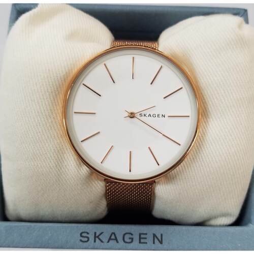 Skagen SKW2688 Karolina玫瑰金色不锈钢网格女士手表