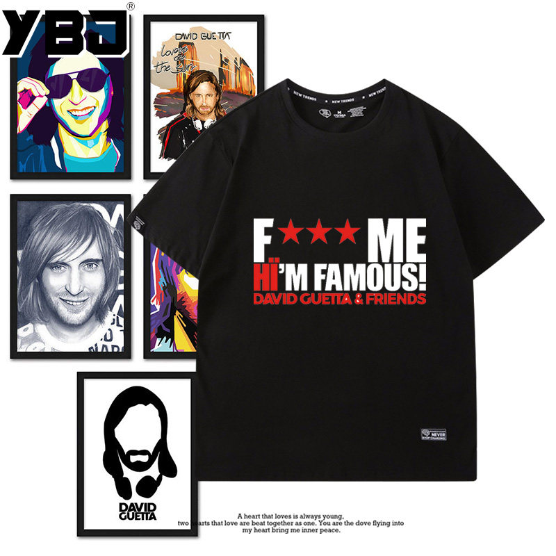 短袖t恤男潮牌个性时尚 David Guetta 大卫库塔 男士短袖t恤 潮流