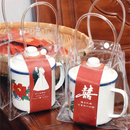 中式搪瓷杯手提袋结婚纸袋婚庆伴手礼袋回礼袋礼品袋中国风礼物袋