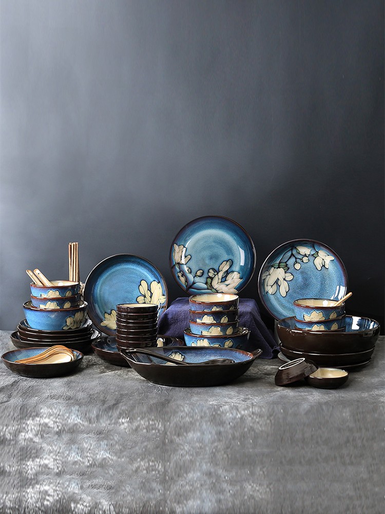 Japanese set 56 head hand printed Chinese ceramic bowl