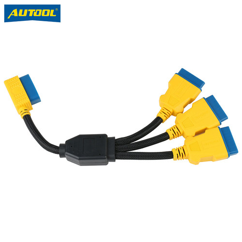 AUTOOL汽车尼龙OBD一分三延长线