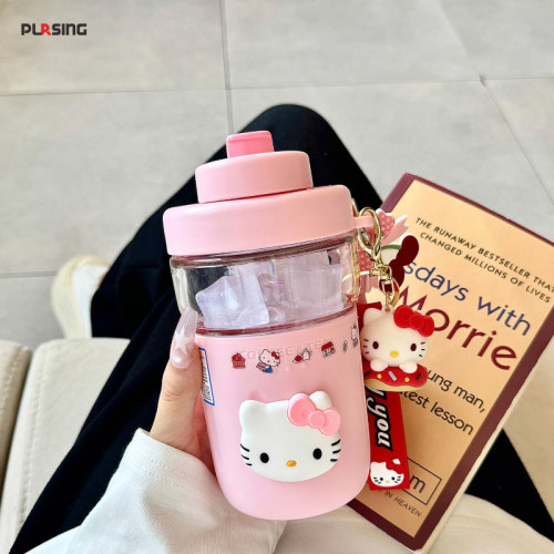 pursing kitty猫女生高颜值玻璃杯夏日可爱吸管杯咖啡耐高温泡茶