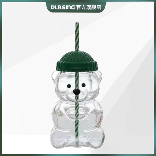 pursing爆款高硼硅玻璃小熊玻璃杯咖啡杯冷饮杯圣诞节家居装饰