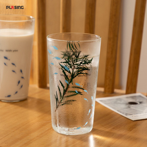 pursing 玻璃杯高硼硅简约办公水杯咖啡杯透明玻璃杯水杯牛奶杯