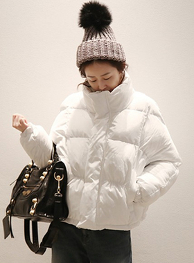 韩国2025白色羽绒服女短款冬季加厚宽松时尚休闲小个子白鸭绒外套