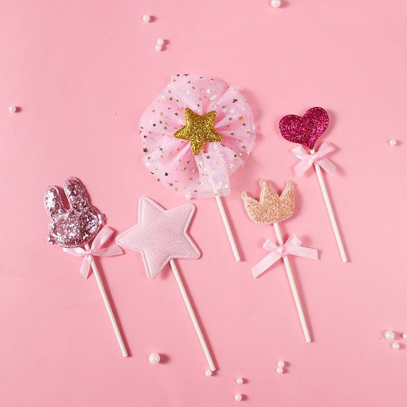 可爱小兔子烘焙皇冠蛋糕装饰插牌摆件女孩公主插件生日派对装扮