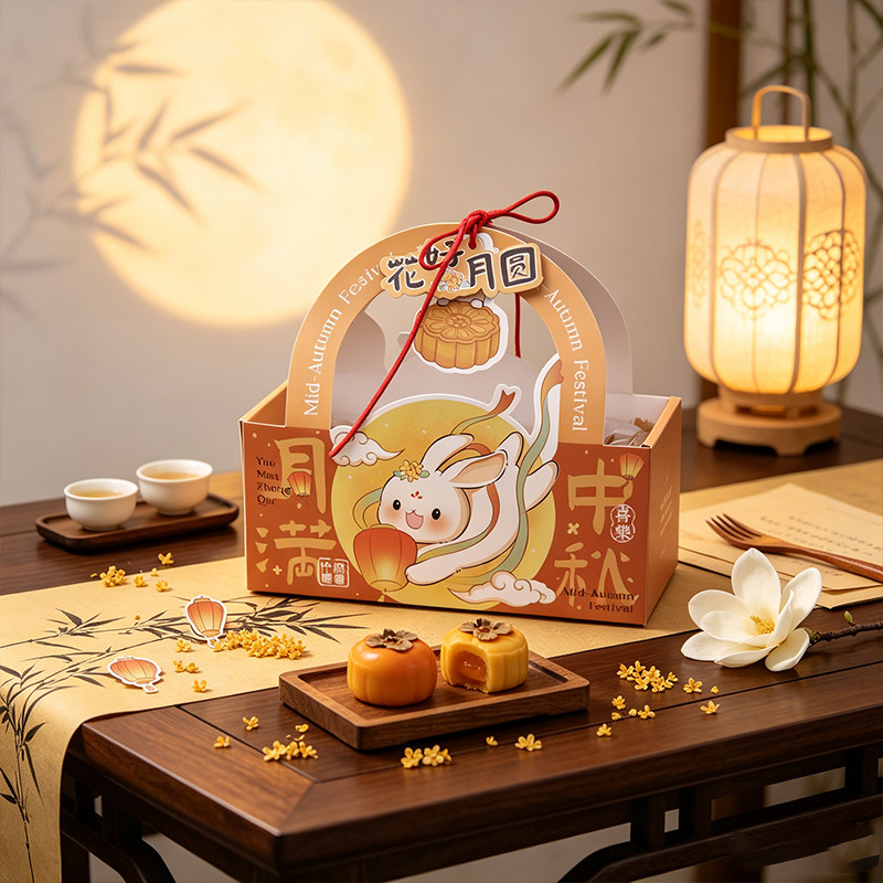 中秋月饼礼盒包装盒2026新款蛋黄酥冰皮46粒手提盒子酒店企业批量