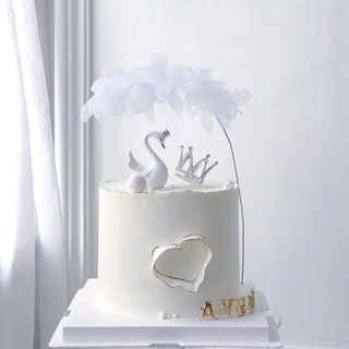 天鹅蛋糕装饰摆件创意唯美浪漫火烈鸟情侣生日甜品台烘焙插件配件