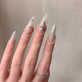 Maxfine纯手工穿戴甲2025新款 高级感假指甲贴片长款 猫眼高质量