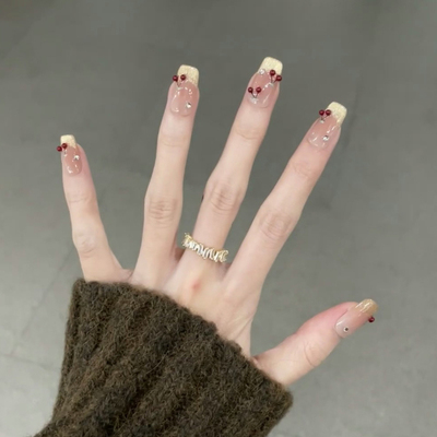 2025新款立体樱桃法式猫眼穿戴甲