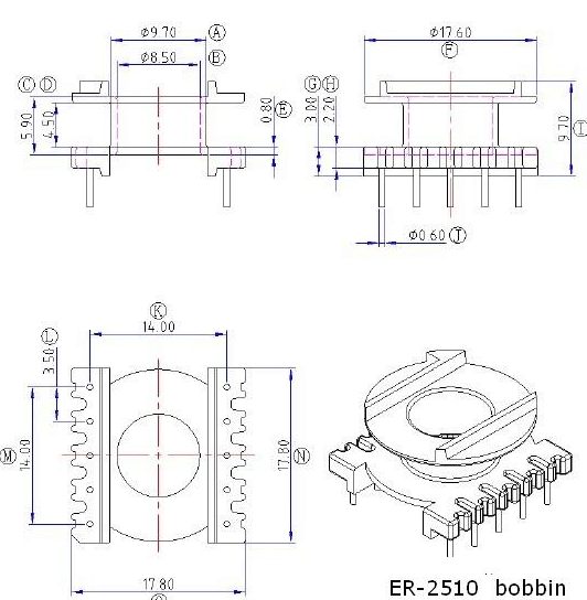 ER2510 EC2510电源骨架磁芯配套立式5+5针高频变压器材料