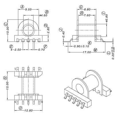 EP13高频变压器PC40磁芯电木海鸥脚贴片SMD骨架卧式5+5针