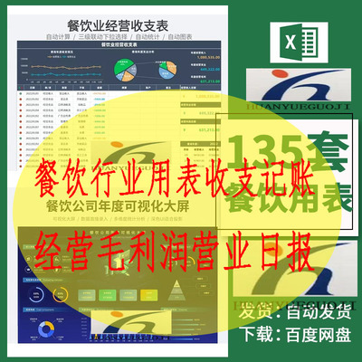 餐饮行业用表收支记账成本核算经营毛利润营业日报统计excel表格