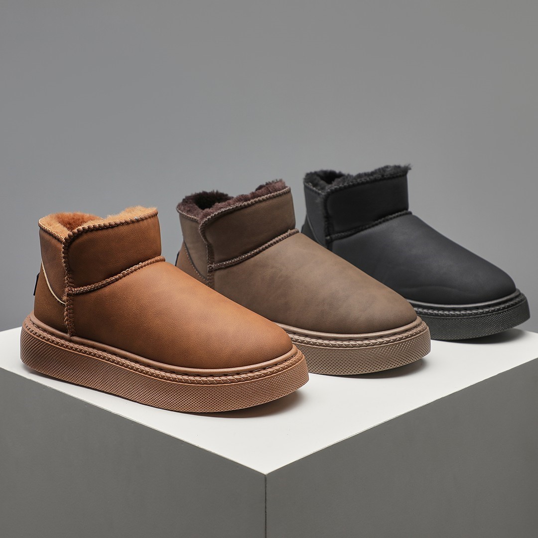 东北男士雪地靴皮面2025新款厚底