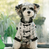 中国风书法狗狗衣服春秋薄款 泰迪比熊博美雪纳瑞小型犬马甲潮 个性