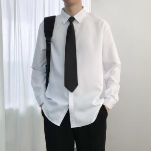 男士 白衬衫 长袖 商务免烫上班工装 寸 蓝黑色衬衣商务短袖 送领带