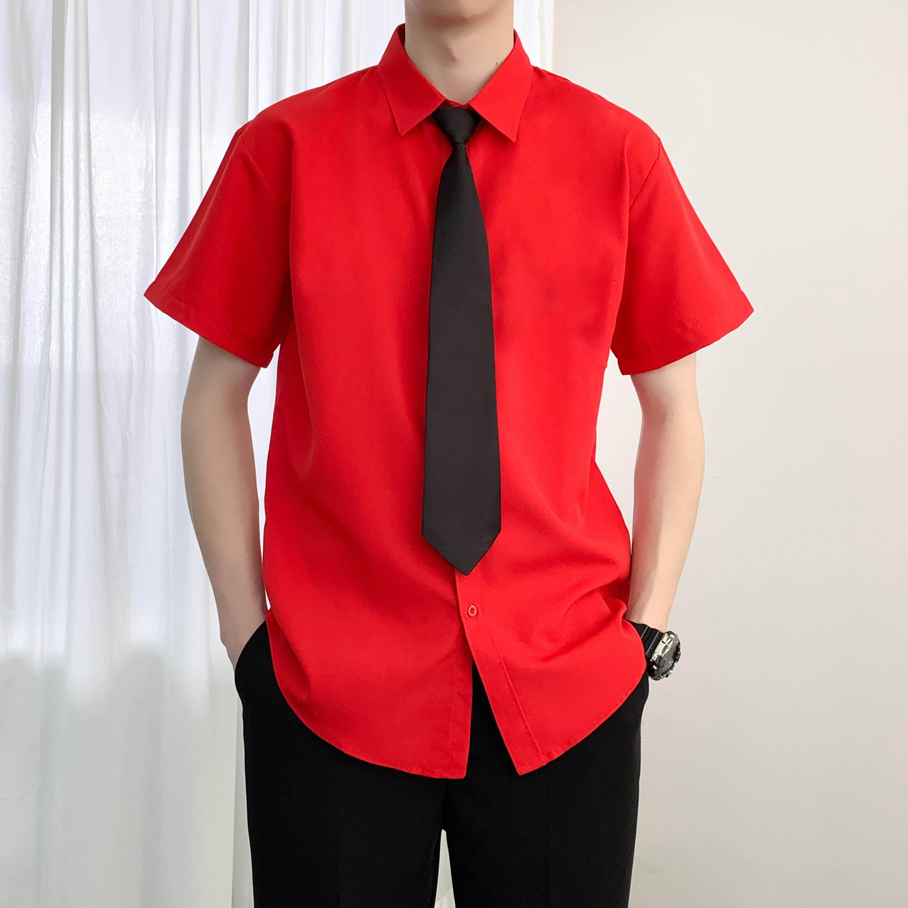 【送领带】大红色衬衫男士短袖婚礼结婚新郎伴郎兄弟团粉色男衬衣,男装,衬衫,淘宝优惠券,粉丝福利购,淘宝优惠卷