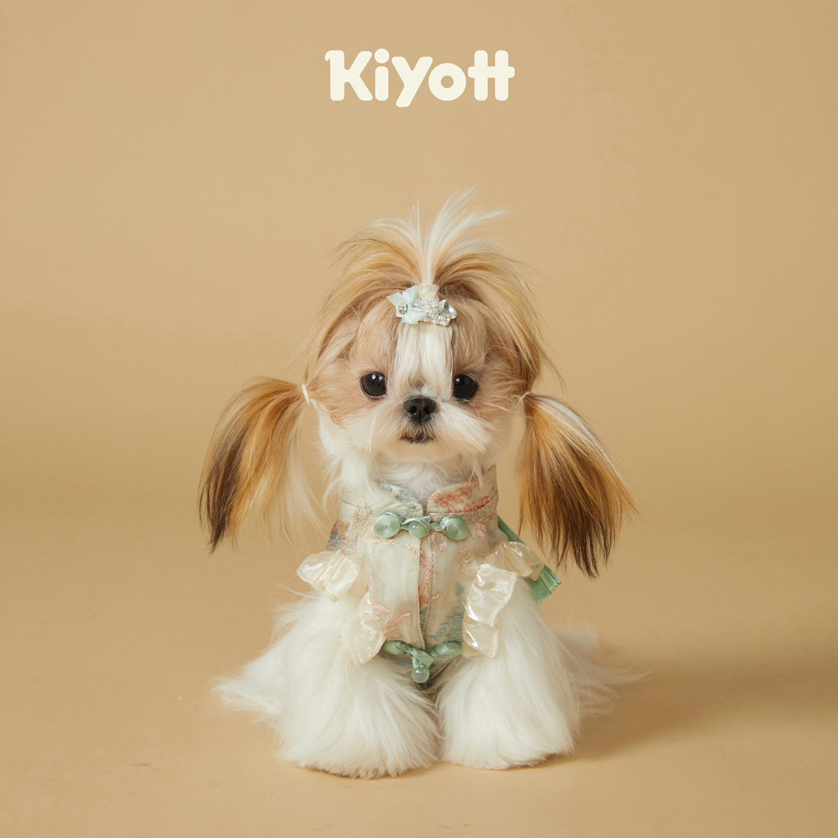 盘扣无袖KIYOTT绸缎中式旗袍