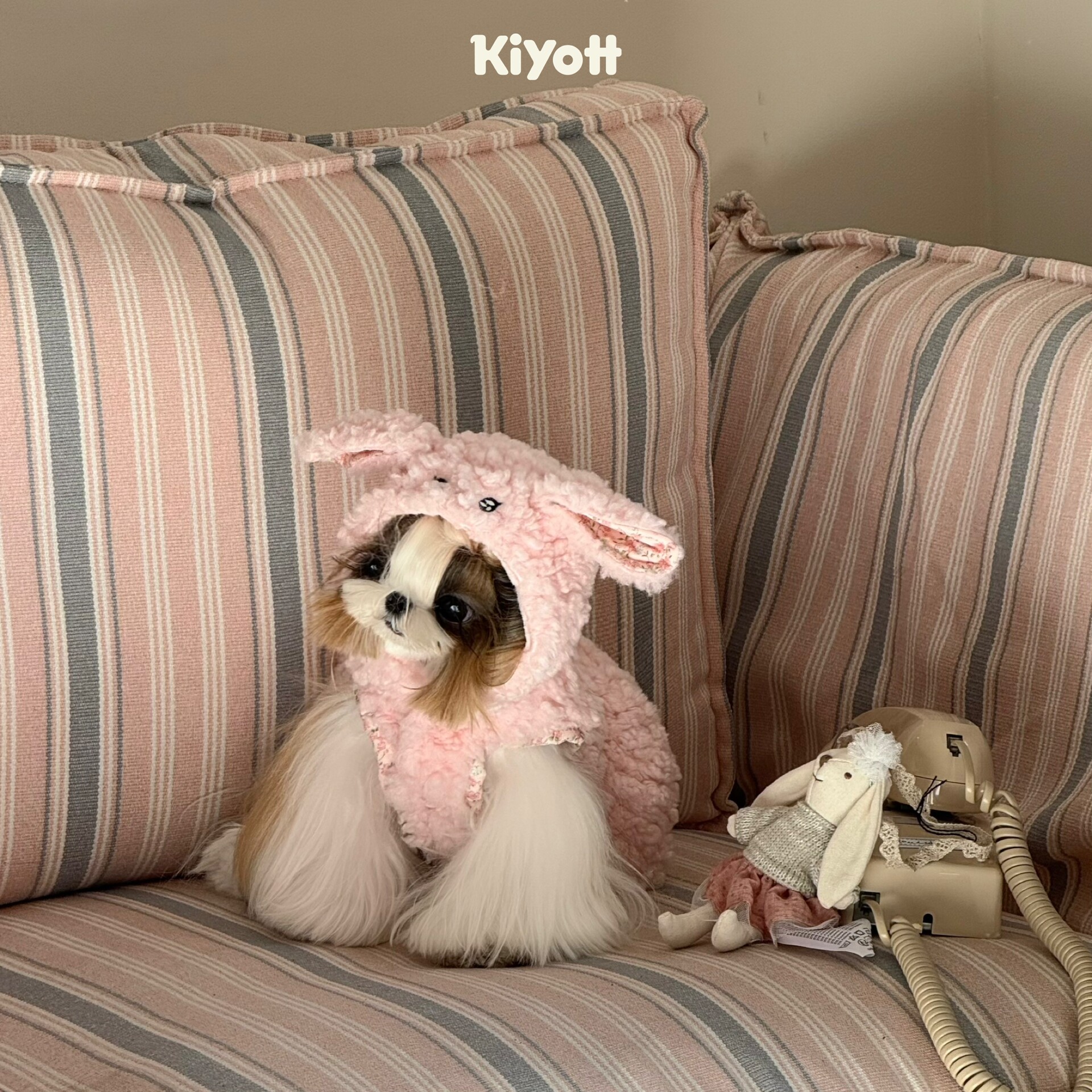 KIYOTT 粉兔茸茸外套宠物服饰保暖秋冬粉色狗狗可爱小马约克夏