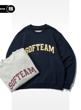 SOFT CONTAINER 印花宽松圆领卫衣都市中性复古简约RADIANCE-Blue