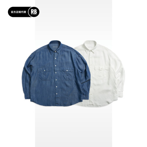 PORTER CLASSIC 新品Roll Up天丝卷袖衬衫男RADIANCE-Blue