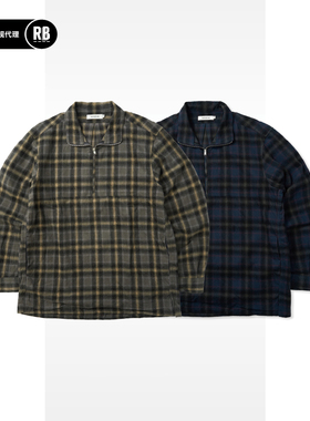 NONNATIVE 秋冬新品水手套头法兰绒格纹衬衫夹克男RADIANCE-Blue