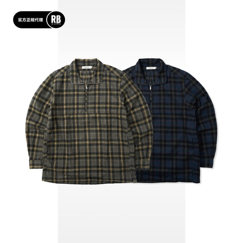 8折特惠 NONNATIVE 水手套头法兰绒格纹衬衫夹克男RADIANCE-Blue