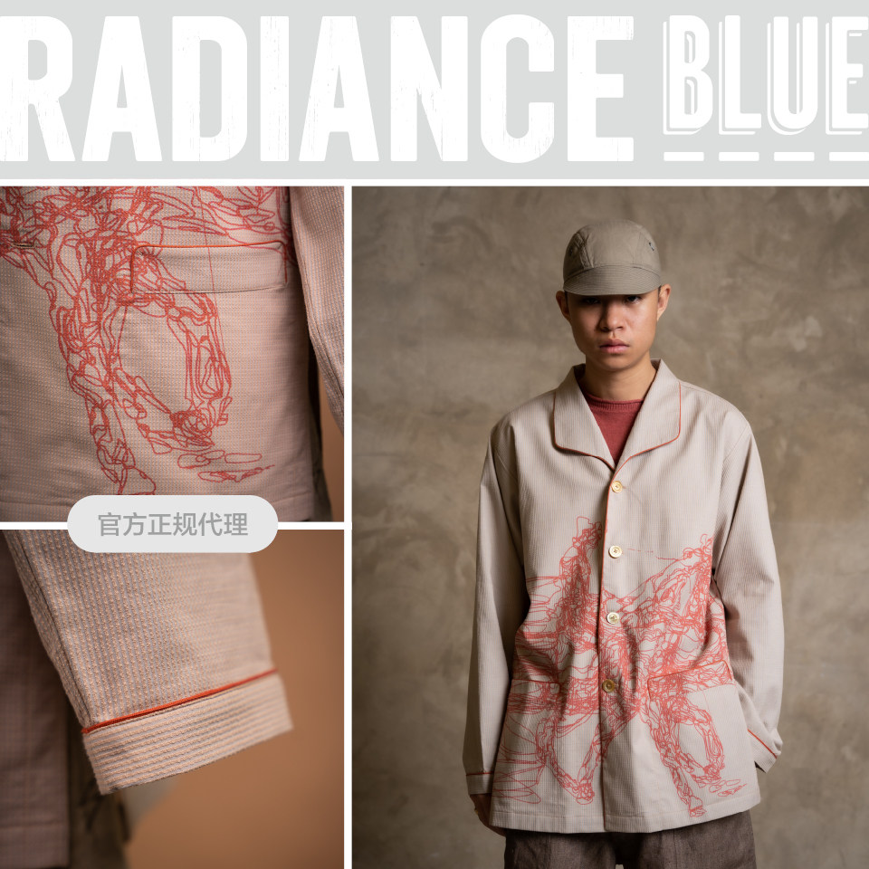 motiv/motivmfg 新品粒状棉泡泡纱传统休闲夹克男radiance-blue