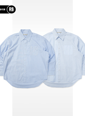 SOFT CONTAINER 竖条纹拼接衬衫男RADIANCE-Blue