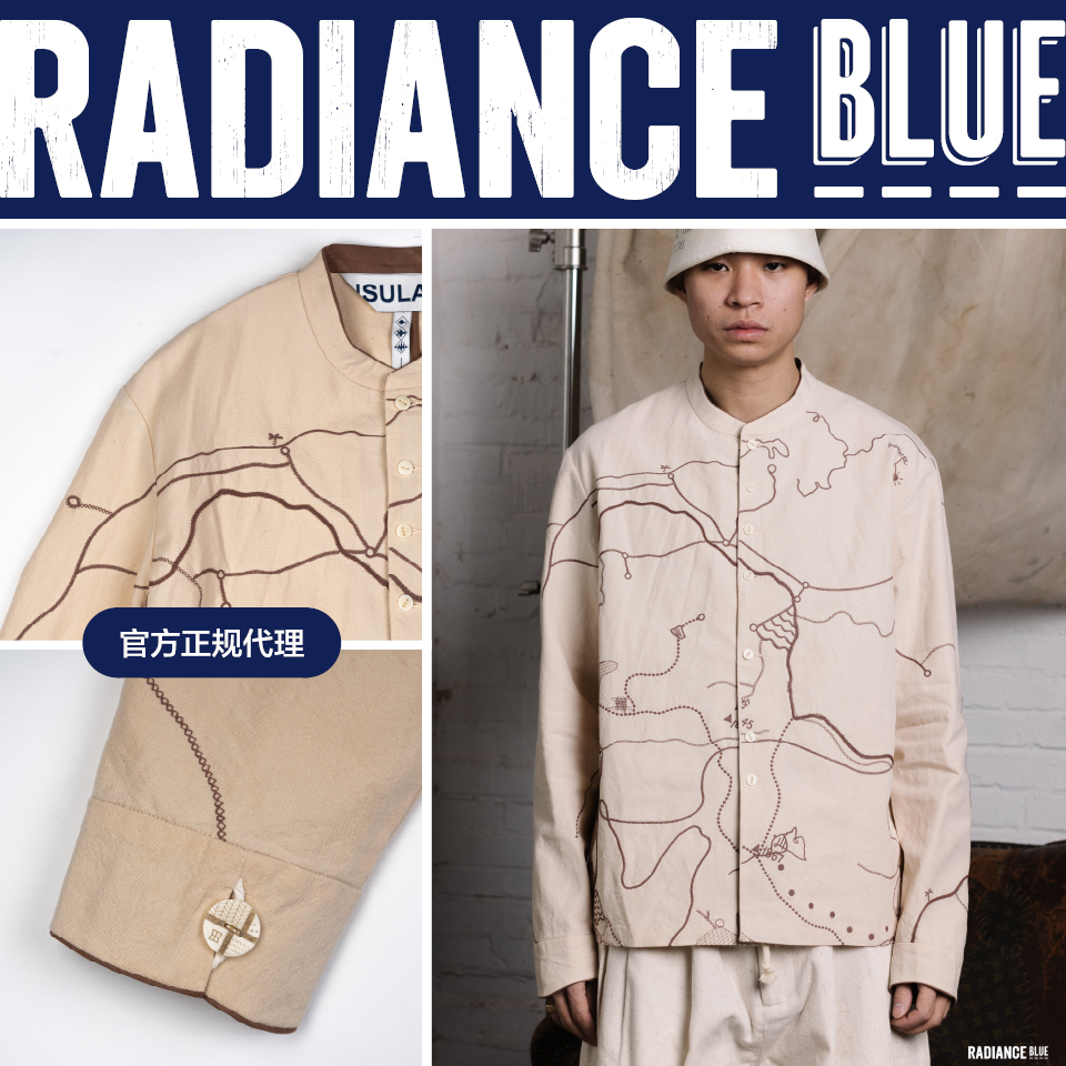 INSULAiRE岛民秋冬新品羊毛藏宝图刺绣立领衬衫男RADIANCE-Blue