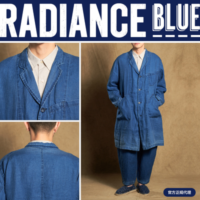 PORTERCLASSIC靛蓝亚麻工装大衣