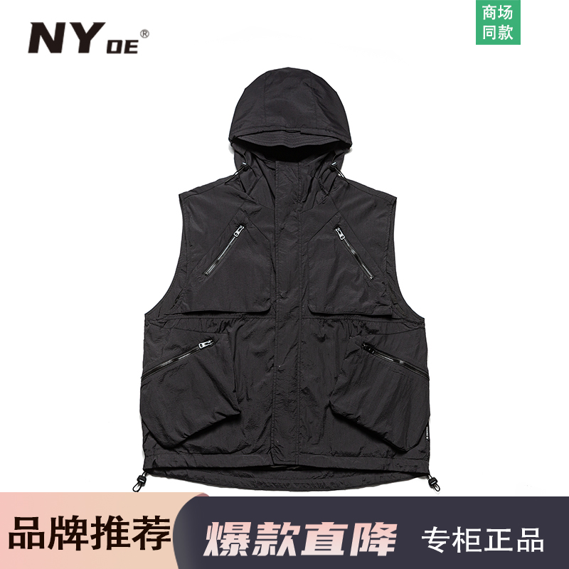 NY oe官方背心工装马甲男女薄款新款夏季户外机能情侣连帽外套潮