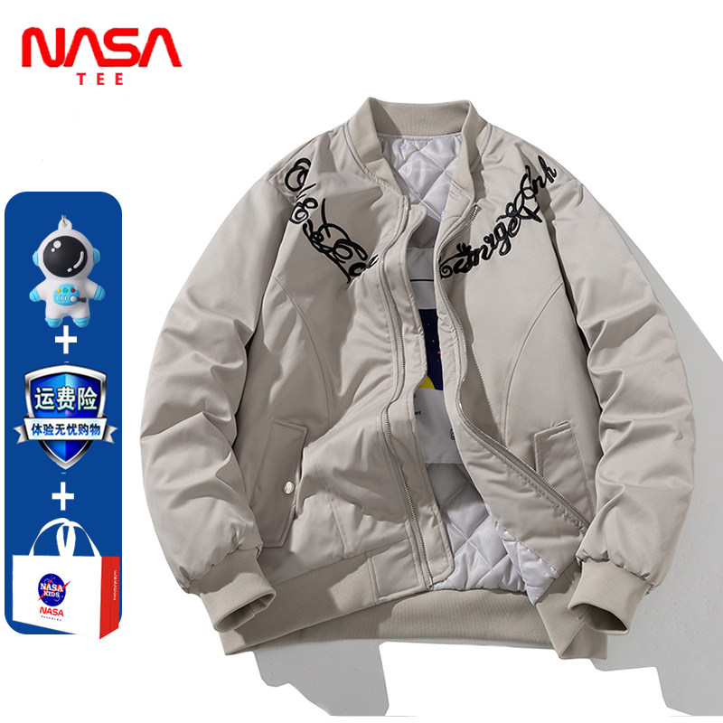 秋冬季新款NASA外套男女情侣学生飞行员夹克潮流牌加厚棒球棉衣服