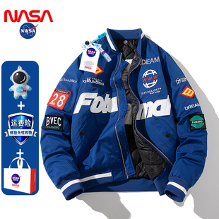 NASA联名美式棒球服秋冬潮牌男士外套宽松夹克男女情侣加厚棉衣潮