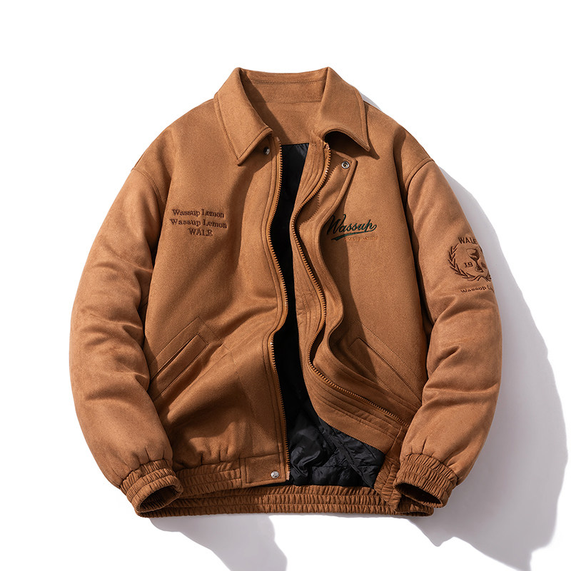 25新款秋冬加厚麂皮绒棉衣外套美式棒球服潮牌男女情侣飞行员夹克