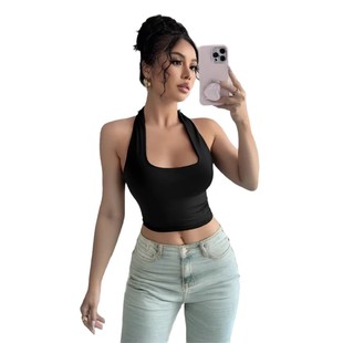 slim neck fit hanging top性感气质挂脖上衣女 temperament Sexy