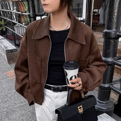 时尚长袖麂皮绒外套女