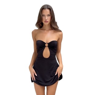 one hugging piece hip dress露背一字领连衣裙女 neck Backless
