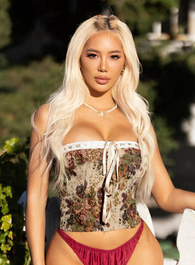 Jacquard patchwork strapless top 提花拼接后背绑带抹胸上衣女