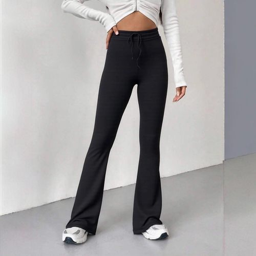 绑带微喇塑形休闲紧身长裤女