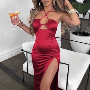 lace slit high dress镂空系带侧边高开叉连衣裙 side Hollow